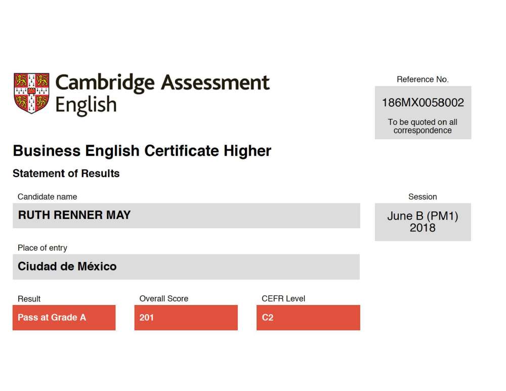 Comprobante de nivel de idioma